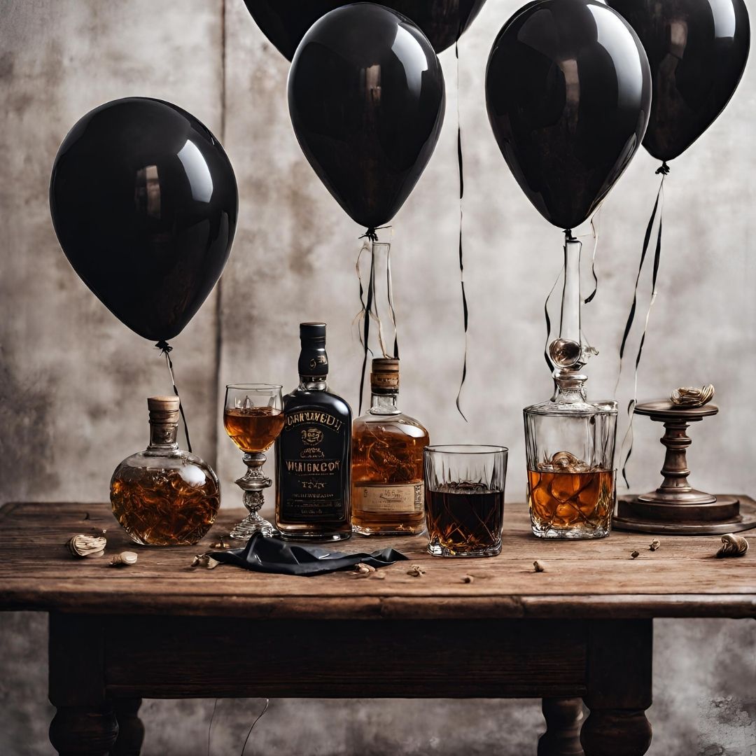 anniversaire Peaky Blinders avec whisky et ballons anniversaire Peaky Blinders avec whisky et ballons