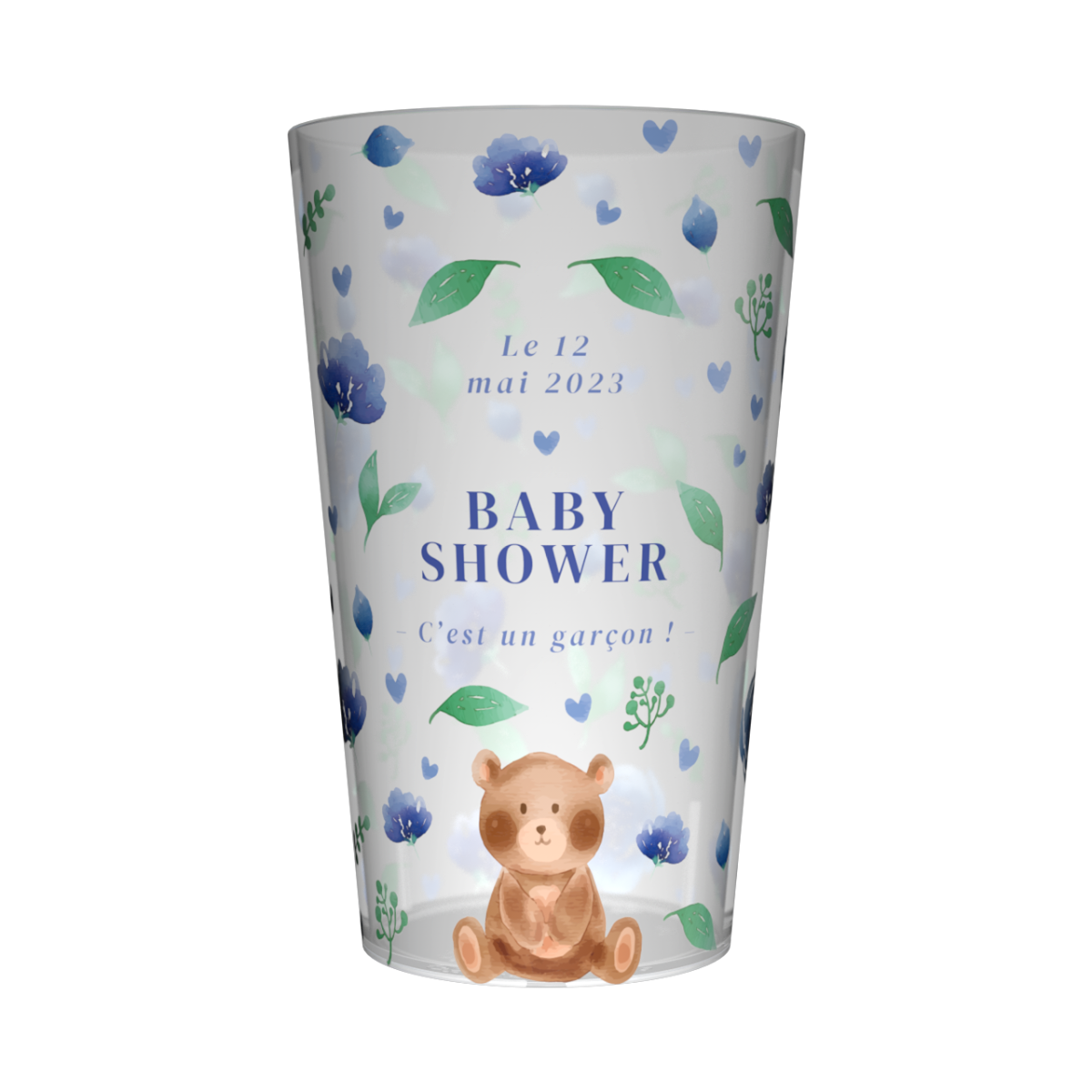 Gobelet personnalisé Baby Shower Nounours Bleu