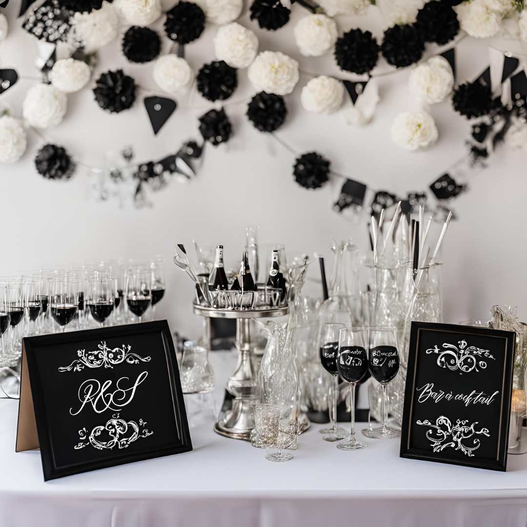 bar personnalisé mariage thème noir et blanc bar personnalisé mariage thème noir et blanc