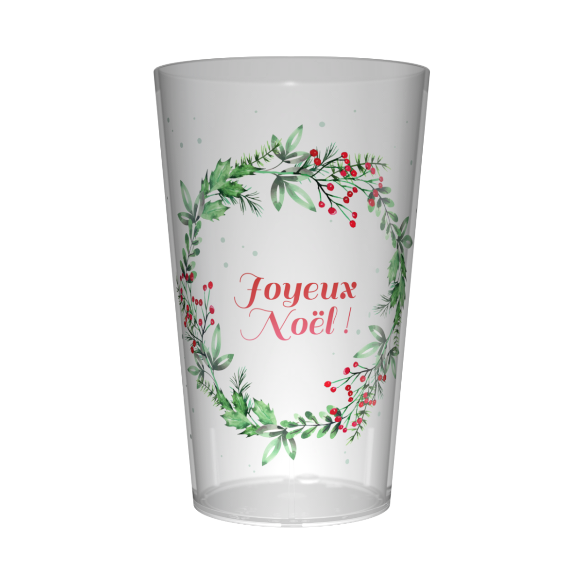 Gobelet personnalisé Noël Couronne Houx par Gobelets.com