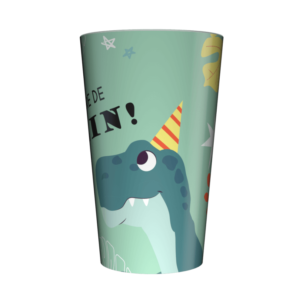Organiser un anniversaire Jurassic World avec un gobelet personnalisé Dino Vert