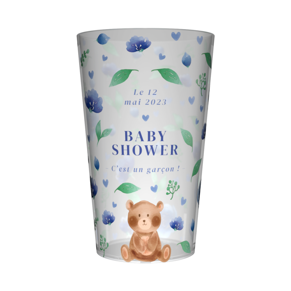 Gobelet personnalisé Baby Shower Nounours Bleu