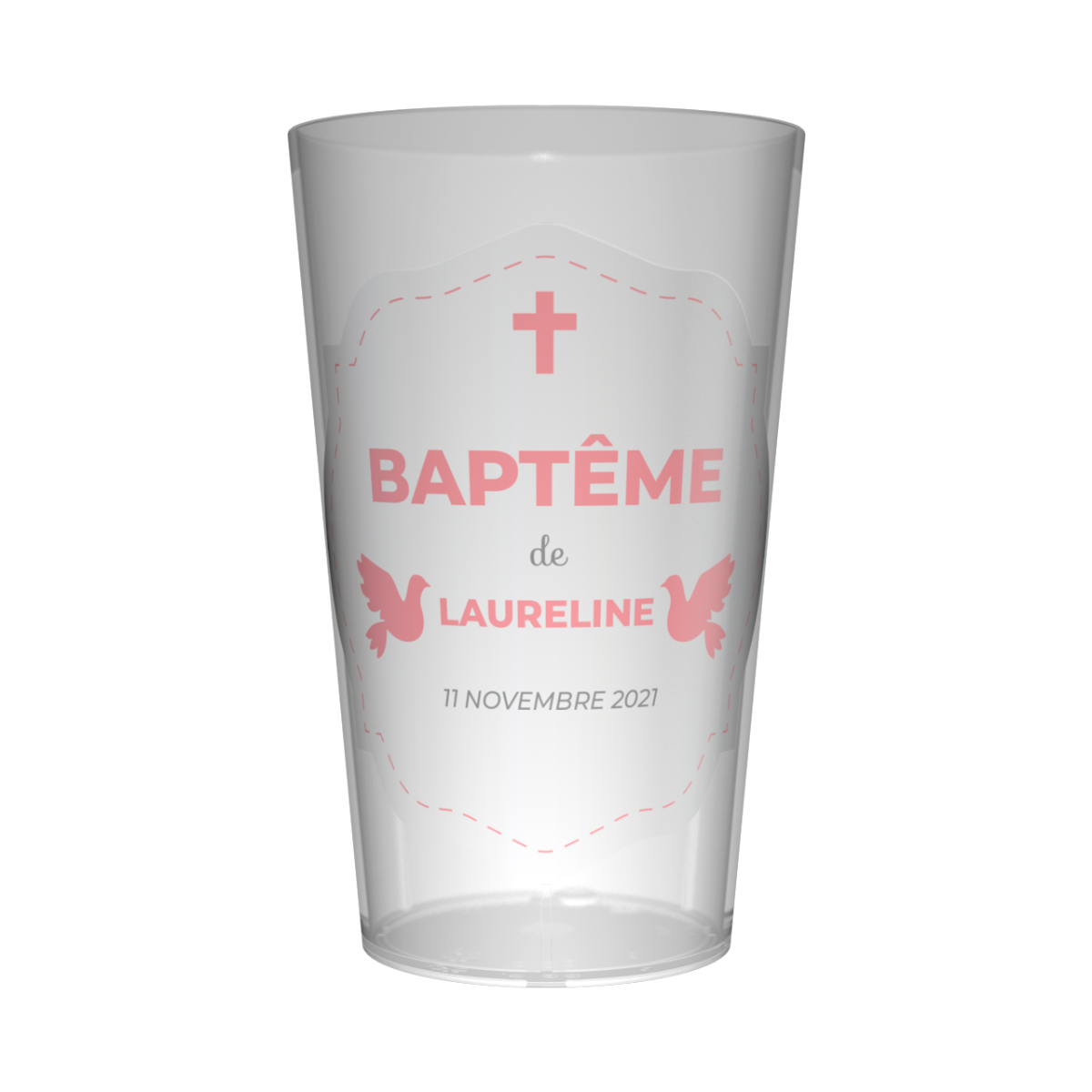 Gobelet personnalisé Baptême Rose