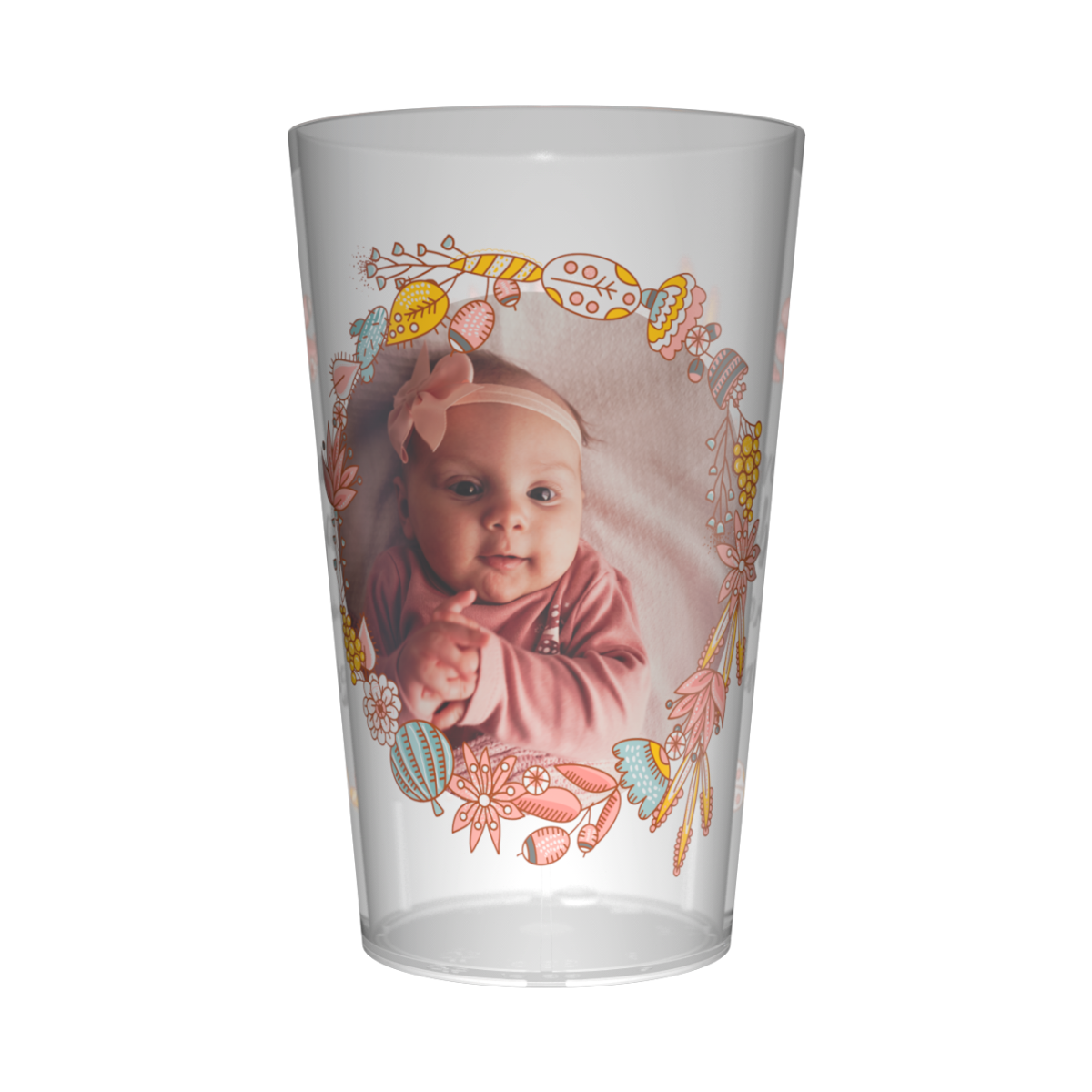 Gobelet personnalisé Baptême Couronne rose
