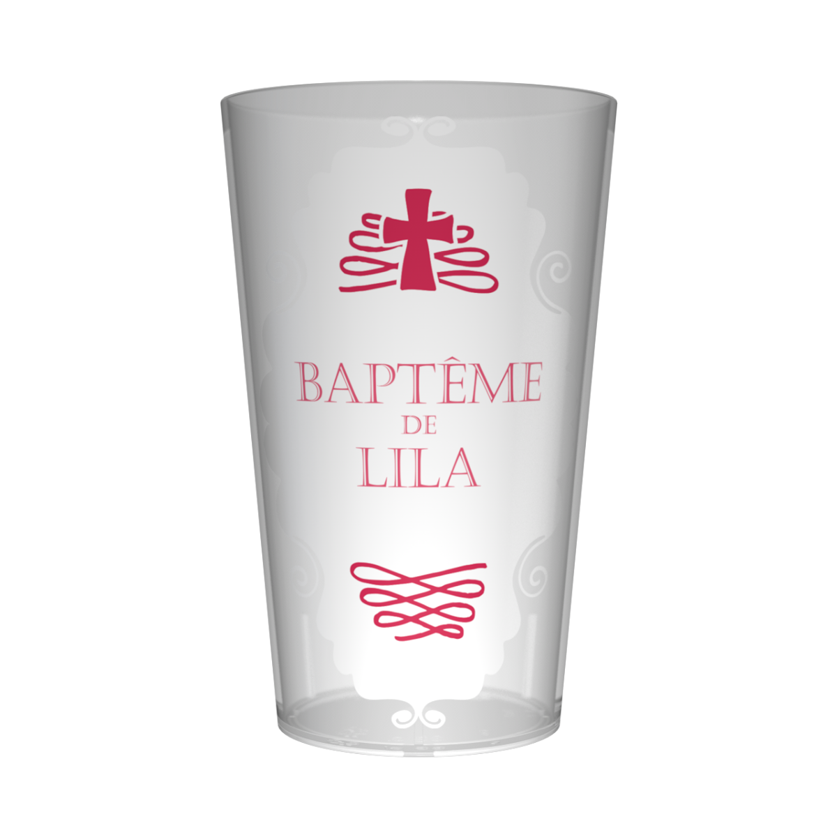 Gobelet personnalisé Baptême Élégant Rose