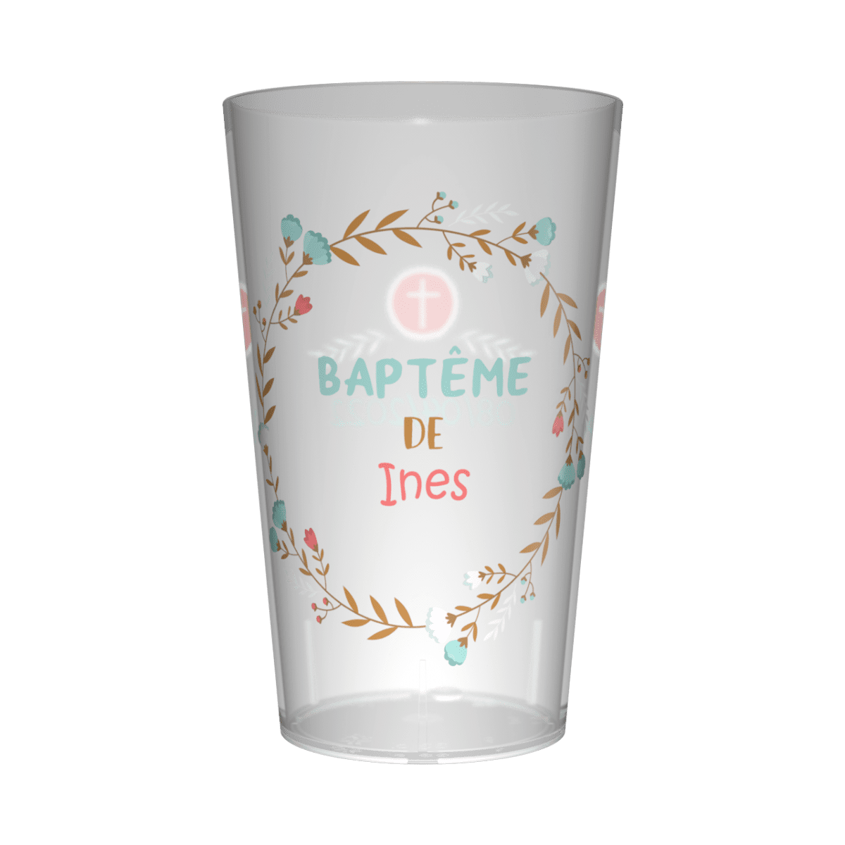 Gobelet personnalisé Baptême Couronne Feuillage