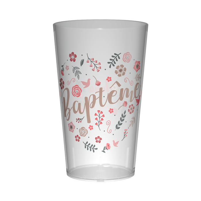 gobelet personnalisé pour thème baptême fille fleuri