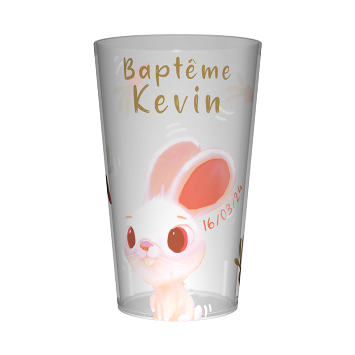gobelets personnalisés pour un thème de baptême fille lapin