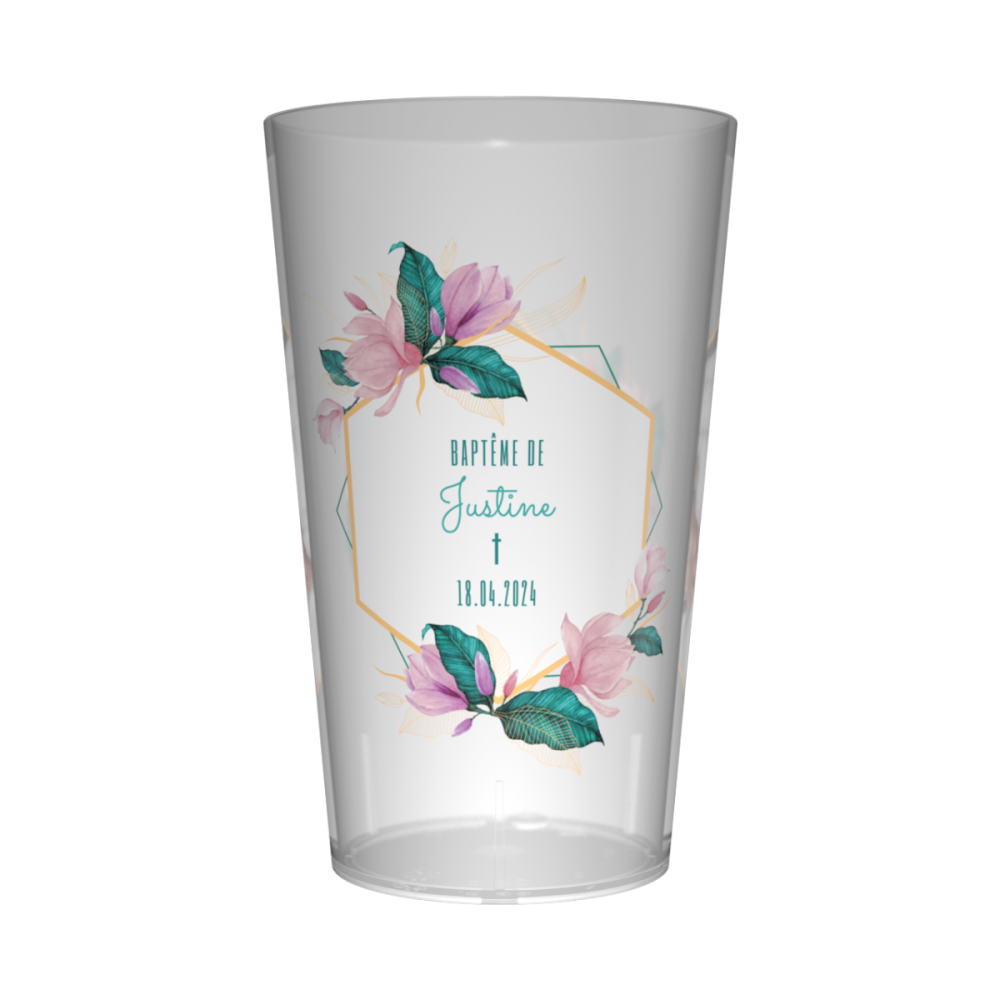 Gobelet personnalisé Baptême Rose & Bleu