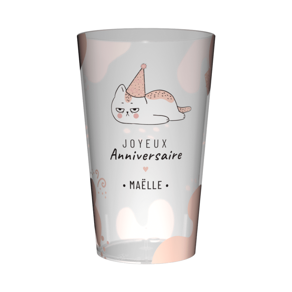Gobelet personnalisé Anniversaire Chat Fatigué