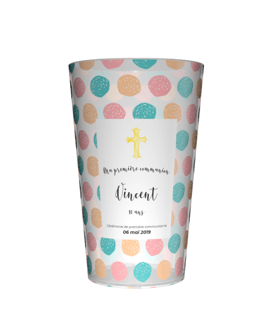 gobelet à pois pour une communion pas cher