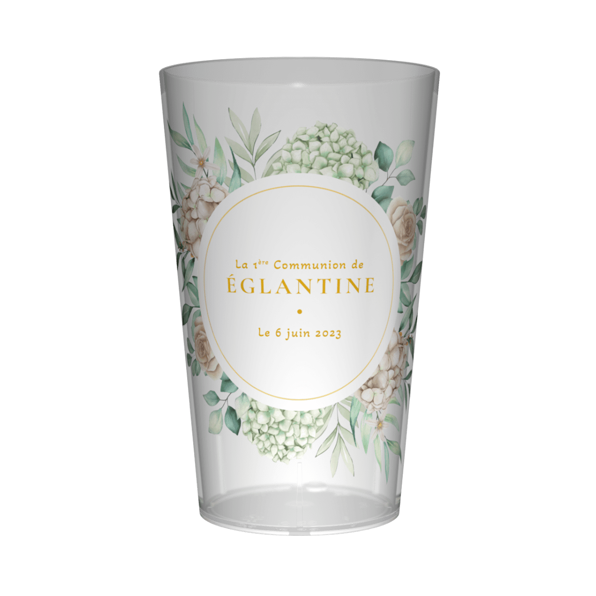Gobelet personnalisé Communion Couronne Verte