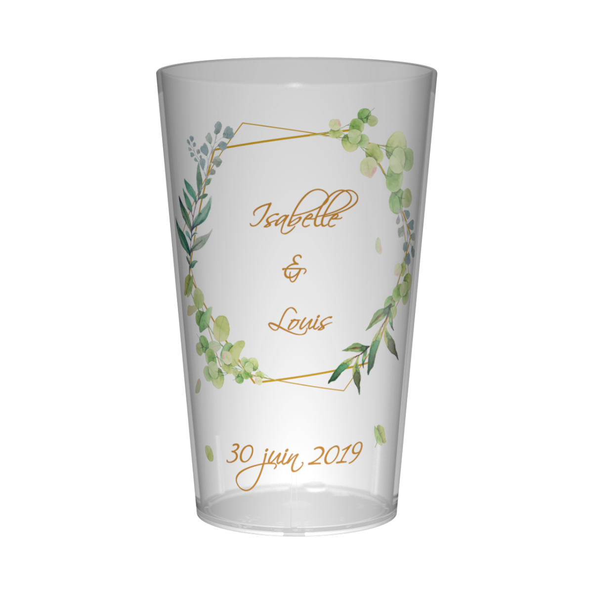 Gobelet personnalisé Mariage Encadrement Vert