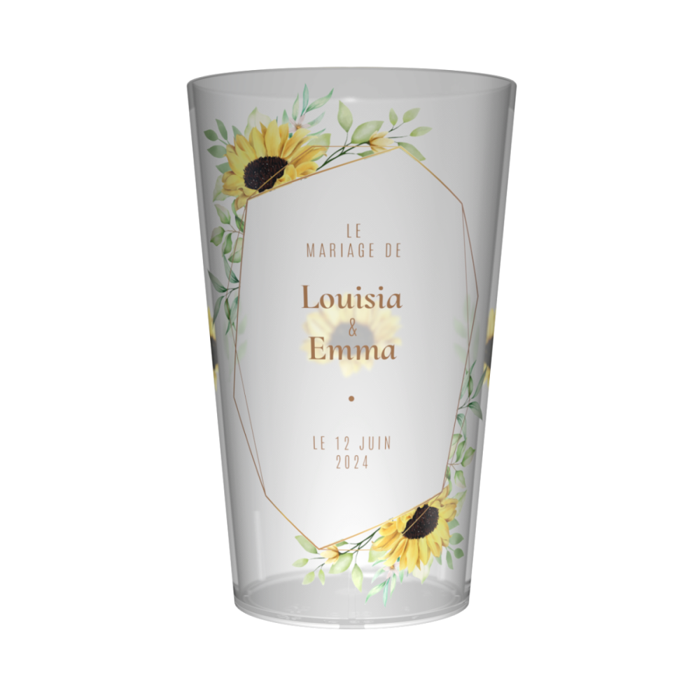 gobelet de mariage avec des tournesols