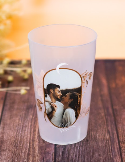 Gobelet personnalisé avec décoration et photo de couple