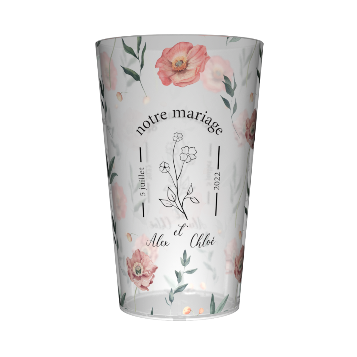Gobelet personnalisé Mariage Fleurs Champêtre