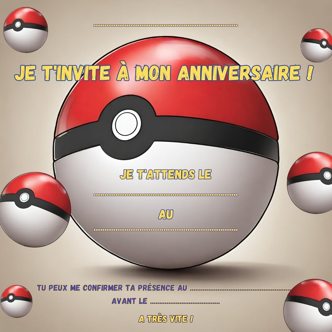 invitation pour un anniversaire Pokémon invitation pour un anniversaire Pokémon