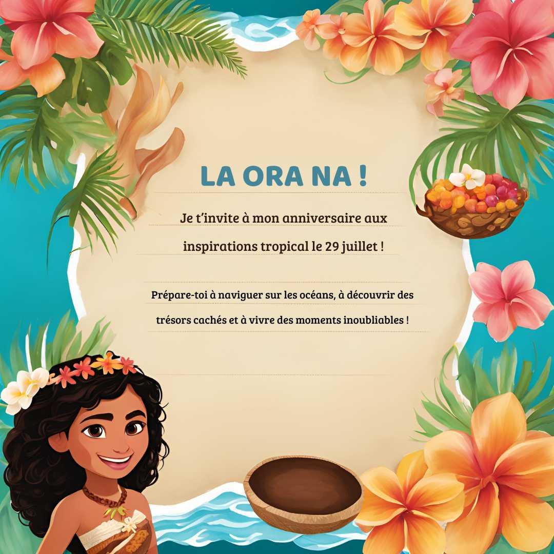 carte d’invitation anniversaire Vaiana carte d’invitation anniversaire Vaiana