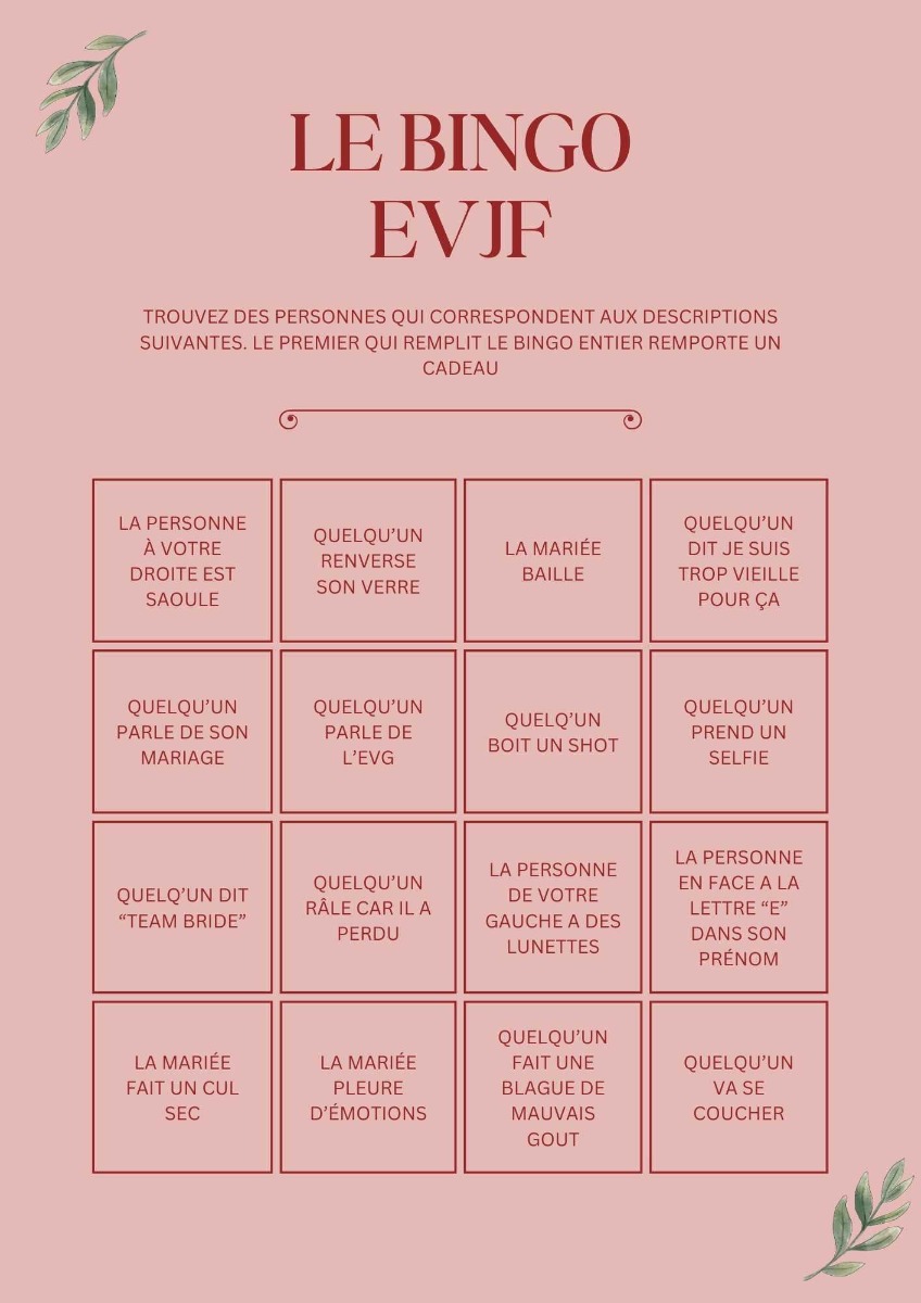 jeux evjf bingo jeux evjf bingo