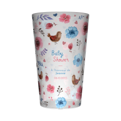 Gobelet personnalisé Baby Shower Fleurs Roses et Bleues