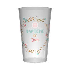 Gobelet personnalisé Baptême Couronne Feuillage