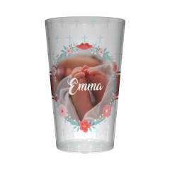 Gobelet personnalisé Baptême Image Fleurs