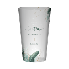 Gobelet personnalisé Baptême Aquarelle & Fleurs