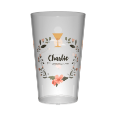 Gobelet personnalisé Communion Calice & Fleurs
