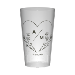 Gobelet personnalisé Mariage Coeur & Fleur