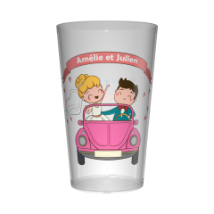 Gobelet personnalisé Mariage Voiture Rose