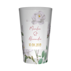 Gobelet personnalisé Mariage Pivoine Blanche