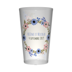 Gobelet personnalisé Mariage Etiquette Fleurie