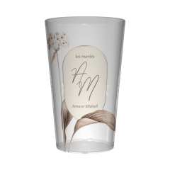 Gobelet personnalisé Mariage Fleur Blanche & Marron
