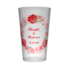 Gobelet personnalisé Mariage Couronne de Fleurs Rouges