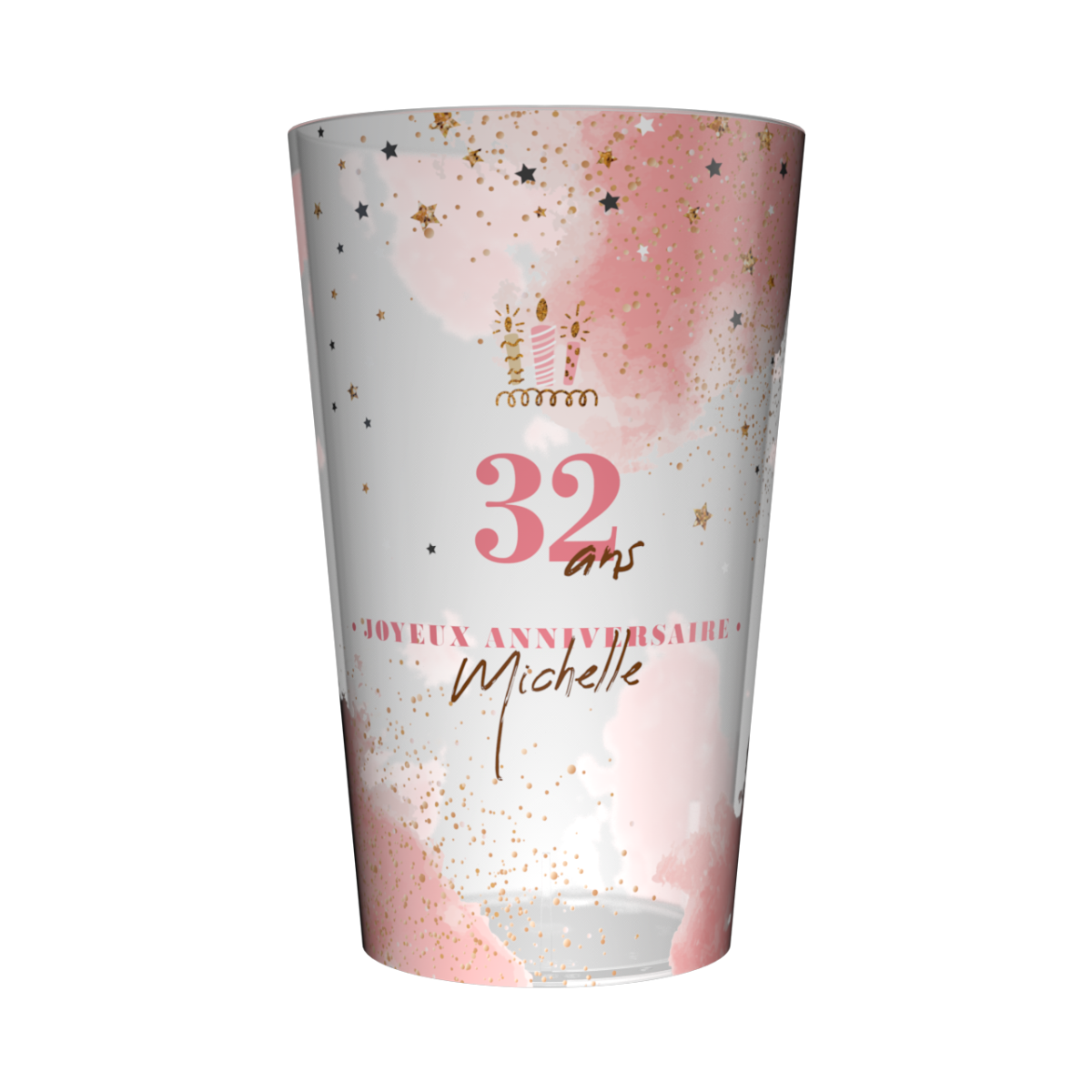 Gobelet personnalisé Anniversaire Rose & Doré