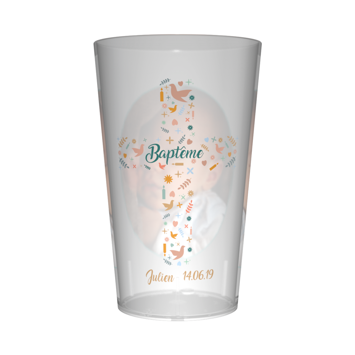 Gobelet personnalisé Baptême Croix